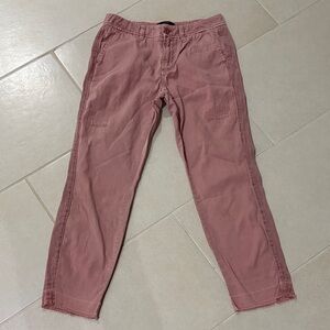 J.Crew Distressed Chinos 0 vintage straight Mauve gorpcore cropped Raw Hem 26”
